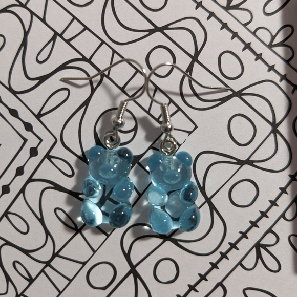Blue "gummy bear" earrings - Picture 1 of 2